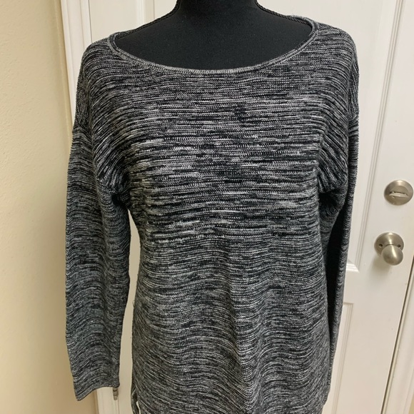 Ellen Tracy black & white knit long top blouse sweater tunic Large - Picture 9 of 15